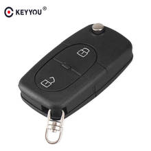 Keyyou 20x virar dobrável caso chave do carro escudo capa apto para audi a2 a3 a4 a6 a8 tt 2 botões remoto fob chaves de automóvel caso substituição 2024 - compre barato