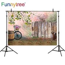 Funnytree-plano de fundo de madeira para fotografia, jardim, primavera, cenário, cerca, flor, fundo personalizado, fotochamada, fotozona, estúdio 2024 - compre barato