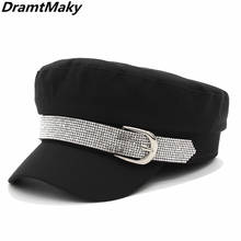 Boina octogonal con diamantes para mujer, sombrero plano militar, informal, otoño 2024 - compra barato