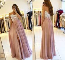 2020 Blush Pink Long Bridesmaid Dresses High Side Split Spaghetti A-Line Appliques Chiffon Wedding Guest Dress Prom Party Gowns 2024 - buy cheap