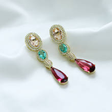 Fashion Red Water Drop Earrings Women Luxury Jewelry Shining Cubic Zirconia Long Dangle Earrings Brand Earring 2024 - buy cheap
