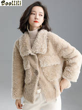 Boollili casaco de pele real feminino, casaco de inverno roupas femininas 2020 100% lã, casaco de tosa de ovelha, jaqueta de pele real 2024 - compre barato
