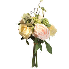 Свадебный букет невесты с цветком, букет невесты, букеты Искусственные розы, свадебный букет, домашнее украшение 2024 - купить недорого