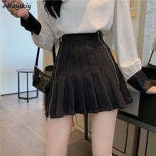 Mini Pleated Skirts Women Patchwork Zipper Korean Style Trendy Chic Female Bottom Ulzzang Elegant Streetwear Popular Summer Ins 2024 - buy cheap