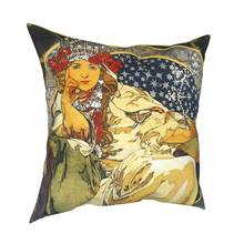 Alphonse Mucha princesa Jacinto funda de almohada decoración del hogar cojines para coche Impresión de doble cara informal 2024 - compra barato