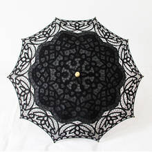 Sombrilla de encaje Vintage hecha a mano para boda, paraguas nupcial, fotografía, decoración para fiesta de Navidad, tamaño adulto, color negro 2024 - compra barato