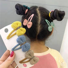5pcs/lot Winter Knitted Bow Hair Clips For Princess Sweet Bow Knotted Hairpins Barrettes Girls Hair Accessories Kids Hair Rope 2024 - buy cheap