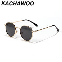 Kachawoo retro sunglasses for men gold black round sun glasses metal frame women sun shade UV400 yellow summer drop ship 2024 - buy cheap