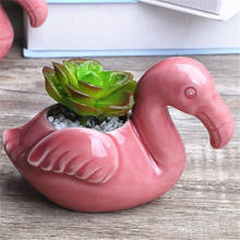 Cute Flamingo Succulents Small Ceramic Flowerpot Desktop Green Planters Small Flower Pot Bonsai Pots Home Decoration 2024 - buy cheap