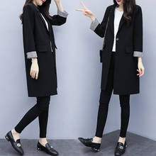 PEONFLY Blazer Jacket Medium Length Work Office Lady Suits Slim Korean Style Fashion Jacket Long Sleeve Ladies Turn-down Blazers 2024 - buy cheap