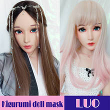 (LUO)Female Sweet Girl Resin Half Head Kigurumi Mask With BJD Eyes Cosplay Japanese Anime Role Lolita Doll Mask Crossdressing 2024 - buy cheap