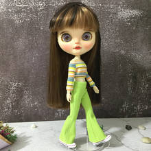 G10-214 1/6 doll blyth ob24 OB27 30cm doll clothes Striped shoulder flared pants suit 2pcs/set 2024 - buy cheap