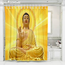 Tecido de Poliéster Cortina de Chuveiro Cortina De Banho Para O Banheiro de buda Decorações 3D Impresso Cortinas de Chuveiro Amarelo tamanho Multi- 2024 - compre barato