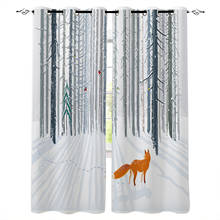 Animal Bird Fox Forest Winter Blackout Curtains for Living Room Modern Shading Window Drapes for Kids Bedroom Kitchen 2024 - купить недорого