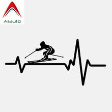 Aliauto Reflective Car Sticker Snow Skiing Down Hill Man Helmet Heartbeat Decal Motorcycles Decoration PVC Black/silver,16cm*7cm 2024 - buy cheap