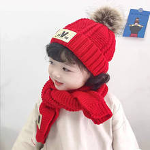 Euguia lenço de gorro para bebês, duas peças, acessórios para meninos, gorro infantil para meninas, de malha, outono inverno, quente e veludo 2024 - compre barato