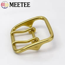 Meetee Solid Brass Metal Buckle Men Women Double Pin Belt Buckles Head for Belts 60mm DIY Leather Craft Jeans Accessories 2024 - buy cheap