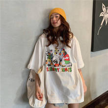 Camiseta holgada con estampado de dibujos animados para mujer, camisetas Kawaii japonesas, Ulzzang, Camiseta holgada con estampado de dibujos animados para mujer 2024 - compra barato