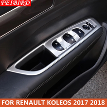 Reposabrazos de puerta Interior de ABS, cubierta del botón de elevación de la ventana, embellecedor estilo mate/estilo de fibra de carbono Interior para Renault Koleos 2017 2018 2024 - compra barato
