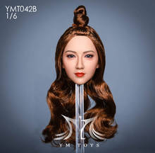 Ymt042b modelo feminino em escala 1/6, modelo de cabeça esculpida, cabelo longo encaracolado, menina, adequada para 12 ''tbl, figura de ph, corpo asiático, beleza feminina 2024 - compre barato