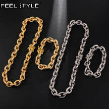 12MM Iced Out AAA CZ Twisted Oval Cuban Link Chain Necklace Big Clasp Gold Gold Zircon For Men Copper Jewelry 2024 - buy cheap