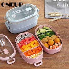 ONEUP Single Double Lunch Box Student School Cute Cartoon Girl Lunch Box Microwave Oven Separated Type Heatable Food Container 2024 - buy cheap