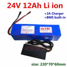 GTK 24V 12ah lithium battery pack batteries for electric motor bicycle ebike scooter wheelchair cropper with BMS 2024 - buy cheap