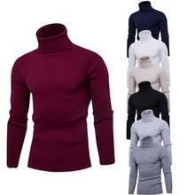 2020 Winter Spring Warm Turtleneck Sweater Men Fashion Solid Knitted Sweaters Casual Male Double Collar Slim  Pullover 2024 - buy cheap