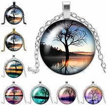 2019 New Retro Wind Tree and Landscape Series Pattern Glass Convex Round Pendant Necklace Fashion Jewelry Gift 2024 - buy cheap
