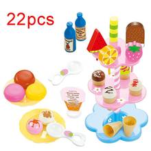 22Pcs/Set Simulation DIY Ice Cream Cupcake Stand Pretend Play Kids Toy Gift 2024 - buy cheap