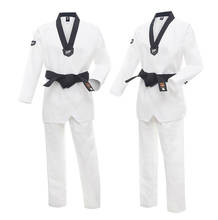 Корейская униформа для тхэквондо, Dobok, WTF, красная, черная или черная, с V-образным вырезом, одежда для каратэ, одобренная WTF Униформа для тхэквондо 2024 - купить недорого