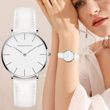 Часы Hannah Martin женские кварцевые с кожаным ремешком, повседневные водонепроницаемые серебристые, белые 2024 - купить недорого