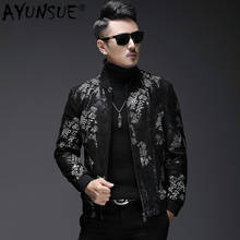 AYUSNUE Short Genuine Leather Jacket Men Korean Autumn Sheepskin Coat Baseball Collar Slim Fit Men's Leather Jackets L18-4802 2024 - buy cheap