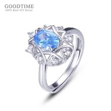 Fashion Women Rings Pure 925 Sterling Silver Sky Blue Crystal Zircon Noble Ring Jewelry Engagement Ring Christmas Gift For Girl 2024 - buy cheap