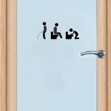 Icono creativo y divertido para puerta de baño, pegatina de arte para pared, Mural, adorno de puerta extraíble, decoración del hogar 2024 - compra barato