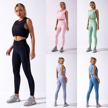 Roupa para ioga sem costura top e calça fitness para mulheres conjunto esportivo camisa curta calça legging cintura alta roupa de ginástica para corrida zf708 2024 - compre barato