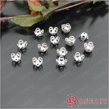 Wholesale 8*8*4mm Imitation Rhodium Flower Iron Bead Caps Diy Jewelry Findings Accessories 100 pieces(JM4832) 2024 - buy cheap