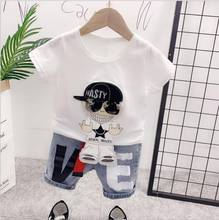 Kids Toddler Boy Summer Clothes Cartoon Striped T-Shirt +Pants Baby Girl Outfit Infant Sport Suits Tracksuit Children Clothes 2024 - buy cheap