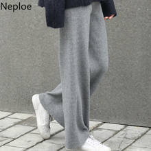 Neploe 2022 Autumn Winter New Casual Loose Knitt Straight Pants High Waist Elastic Trousers Wild Fashion Wide Leg Pantalon 46739 2024 - buy cheap