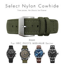 Pulseira para relógio, feita em nylon, 22mm, verde, com fivela macia, para iwc, modelos de piloto, verão 2024 - compre barato