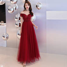 2020 New Fashion Women Evening Dress Sexy Off the Shoulder Beading V-neck Sashes a Line Prom Dress Banquet Party Dresses 2024 - buy cheap