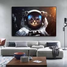 Home Decor Abstract Painting Modular Pictures Brave Cat Space Astronaut Nordic Style Prints Canvas Poster for Living Room Wall 2024 - buy cheap