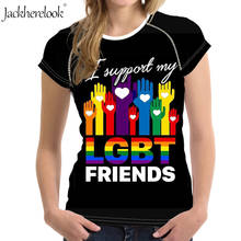 Jackherelook Women Tshirts Rainbow Pride LGBT Love Print Summer Short Sleeve Ladies Tops Shirt Casual Round Neck Clothing Mujer 2024 - buy cheap