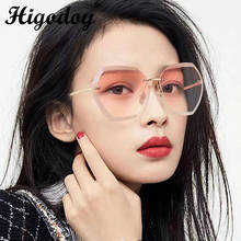 Higodoy Retro Ladies Frameless Oversized Vintage Sunglasses Men Goggle Big Frame Rimless Sunglasses Women Oculos De Sol Gafas 2024 - buy cheap