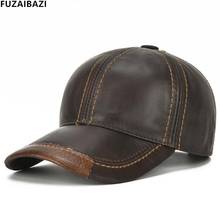 FUZAIBAZI Fashion Middle-Aged Men's Genuine Leather Baseball Cap  New Single Skin Autumn Winter Adjustable Size Cowhide Caps 2024 - buy cheap