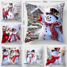 2019 Happy New Year Santa Claus Cute Snowmen Christmas Snowman Printed Pillow Car Bed Sofa Bedroom Decoration Cushion Cover 2024 - buy cheap