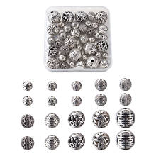 50Pcs Tibetan Style Hollow Zinc Alloy Beads Antique Silver Color Textured Round Spacer Loose Beads DIY Bracelet Jewelry Making 2024 - buy cheap