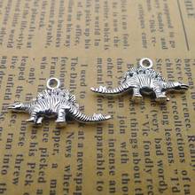 10 pieces/lot 14*27mm Antique silver color Metal Dinosaur Charm Triceratops Pendant Bracelet Key chain Handmade accessory DIY 2024 - buy cheap