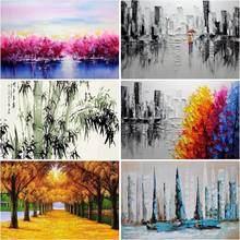 Gatyztory pintura por números kit paisagem pintura acrílica sobre tela moderna arte da parede diy imagem por números flores para viver ro 2024 - compre barato