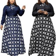 L-3XL размера плюс платье с длинным рукавом в африканском стиле для женщин Весна Осень Африка одежда платье Дашики леди Анкара Африка Макси платье 2024 - купить недорого